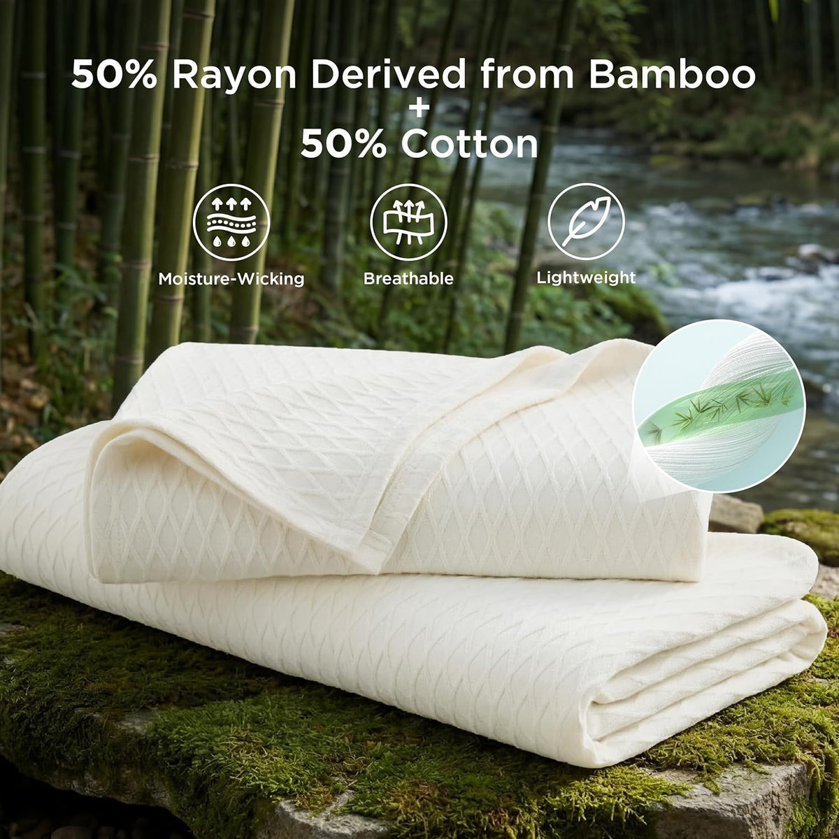 Confort douillet | Couverture rafraîchissante en rayonne de bambou pour dormeurs ayant chaud | Jeté d'été léger et respirant pour lit et canapé