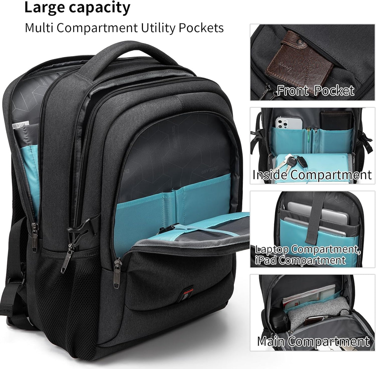 Travel Backpack with USB Charging Port for Laptops up to 17 Inches | Water-Resistant Daypack with Anti-Theft Pocket for Business Work School
