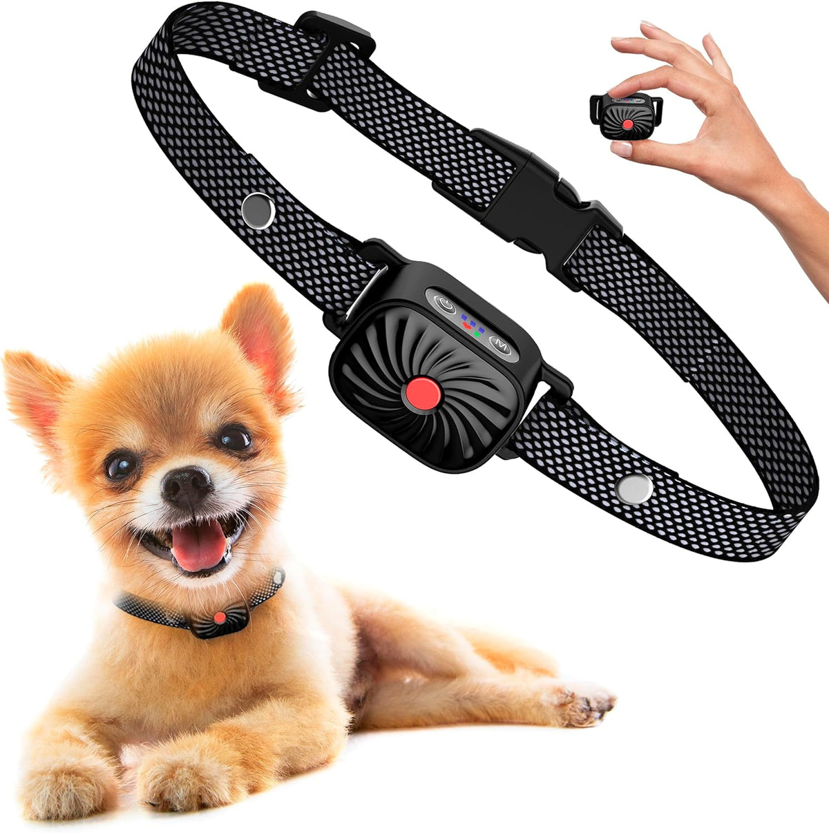 Collier anti-aboiement à vibration pour petits chiens et chiots – Sangle réglable de 15 à 50 cm, 4 niveaux, étanche IP87, autonomie de 30 jours