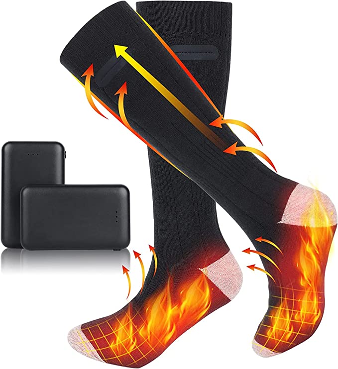 Electric Heated Socks with Battery-Powered Warmth for Cold Winter Days, Thermal Insulated Foot Warmer for Men Women, Rechargeable Heating