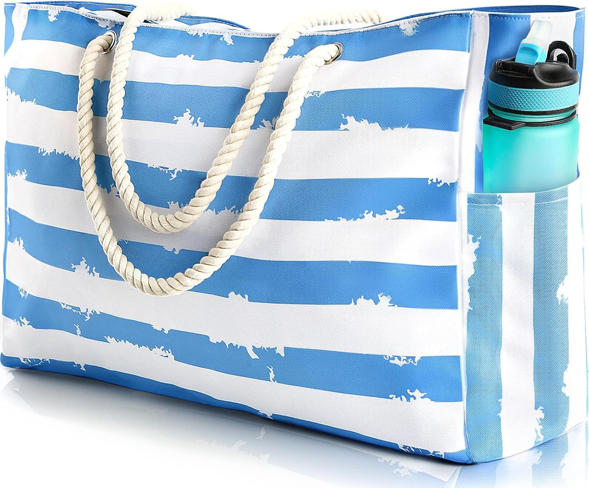 Évasion côtière | Grand sac de plage imperméable au design anti-sable | fourre-tout polyvalent pour les aventures familiales en plein air