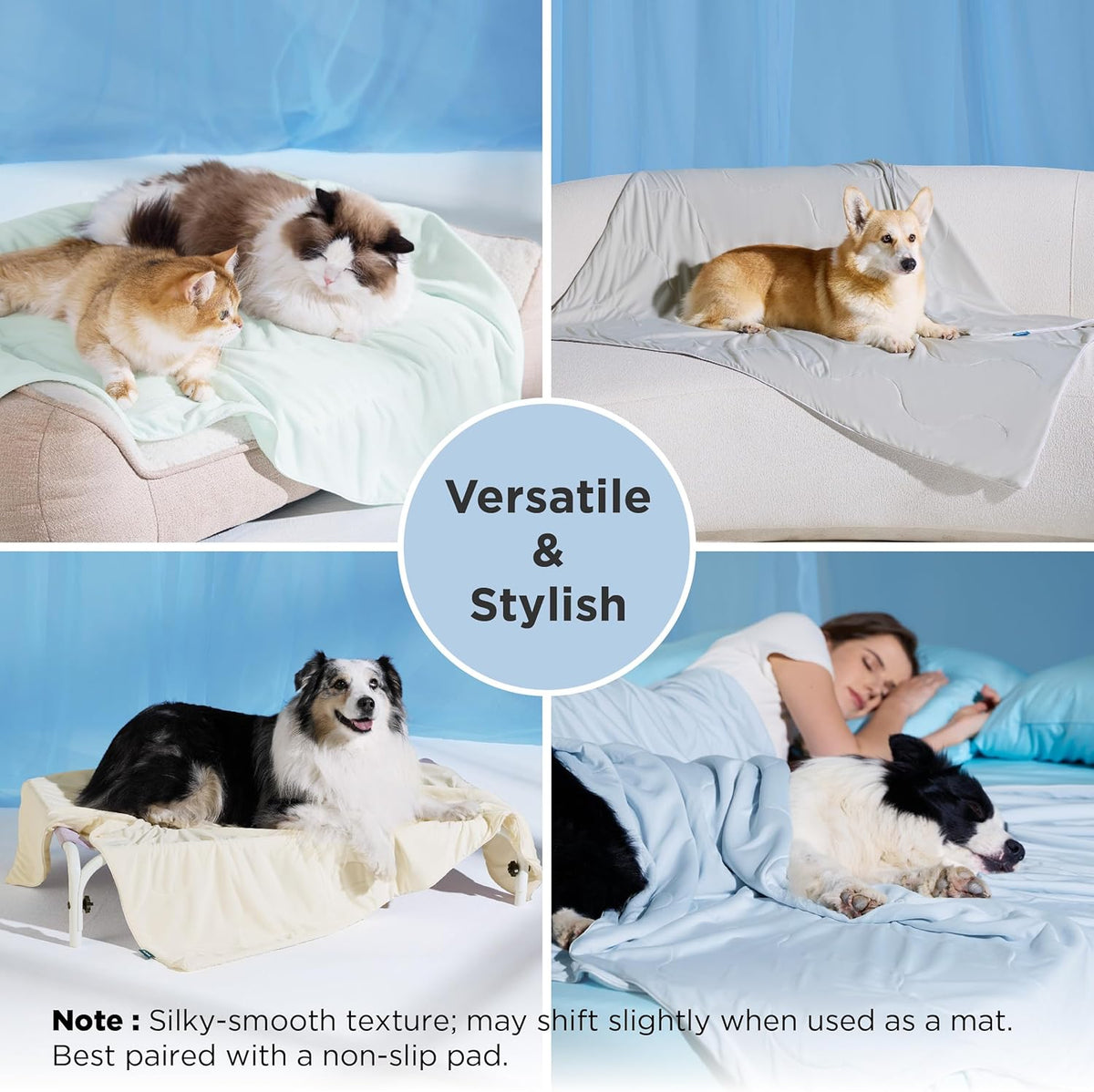 Cozy Paws | Couverture rafraîchissante pour grands chiens avec garnissage respirant Air-Core | Tapis pour chien léger et lavable pour le confort estival