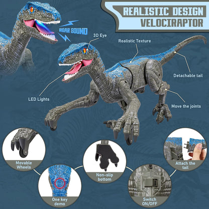 RC Prehistoric Predator Toy with Wireless Controller, 360° Spin, Sound Effects & LED Lights for Kids Ages 4+