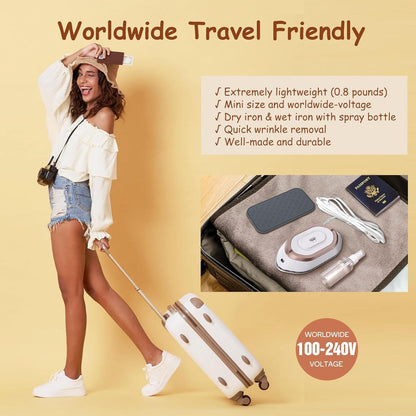 Compact Travel Iron | Dual Voltage Lightweight Design with Rapid Heat