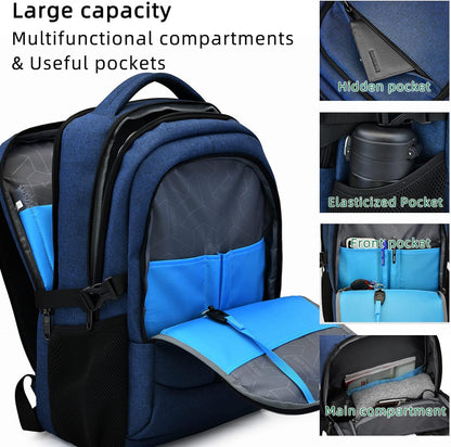 Travel Backpack with USB Charging Port for Laptops up to 17 Inches | Water-Resistant Daypack with Anti-Theft Pocket for Business Work School