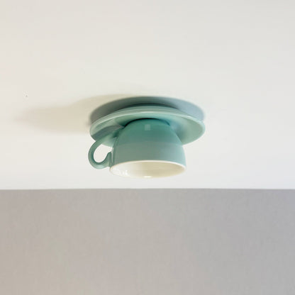 Plafonnier en céramique en forme de tasse à café – Montage encastré disponible en jaune, bleu, rose et autres coloris pour chambre, salle à manger et salon