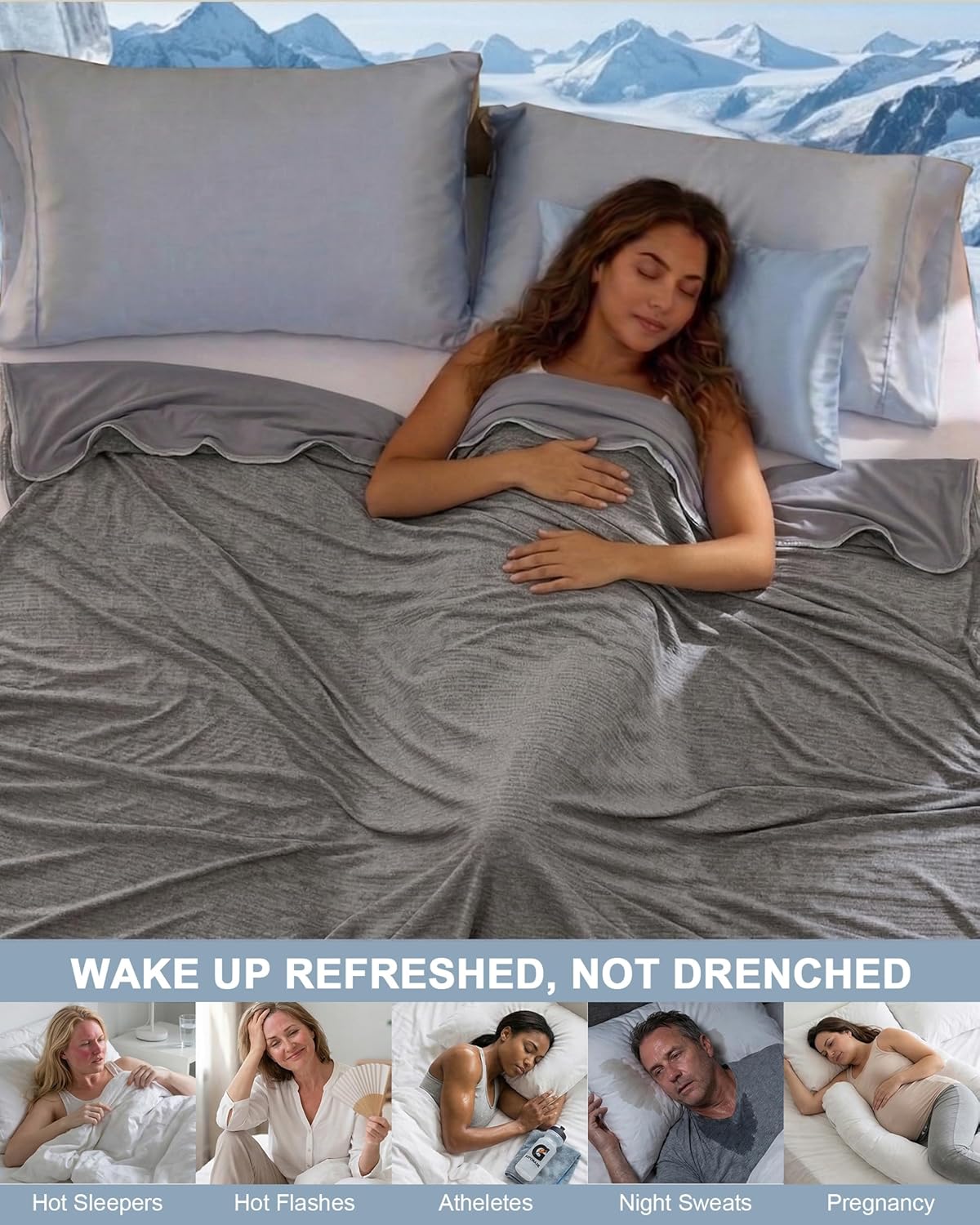 Confort Fraîcheur | Couverture rafraîchissante pour personnes ayant chaud la nuit avec Q-Max > 0,4 | Design léger et respirant pour des nuits réparatrices