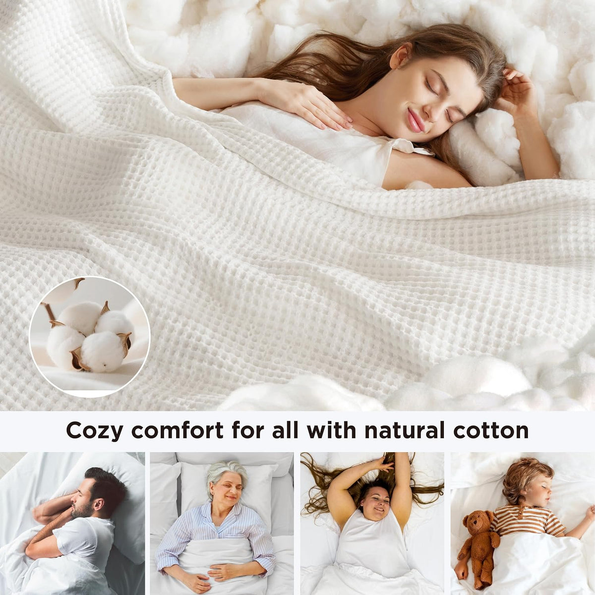 Couverture Ortekor Cozy Comfort | 100 % coton avec tissage gaufré | Légère et respirante pour une utilisation toute l'année
