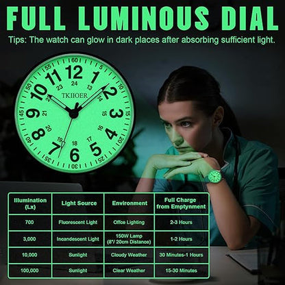 Analog Watch with Luminous Dial, Waterproof Watch with Second Hand for Nurses, Gift for Nurse and Medical Student