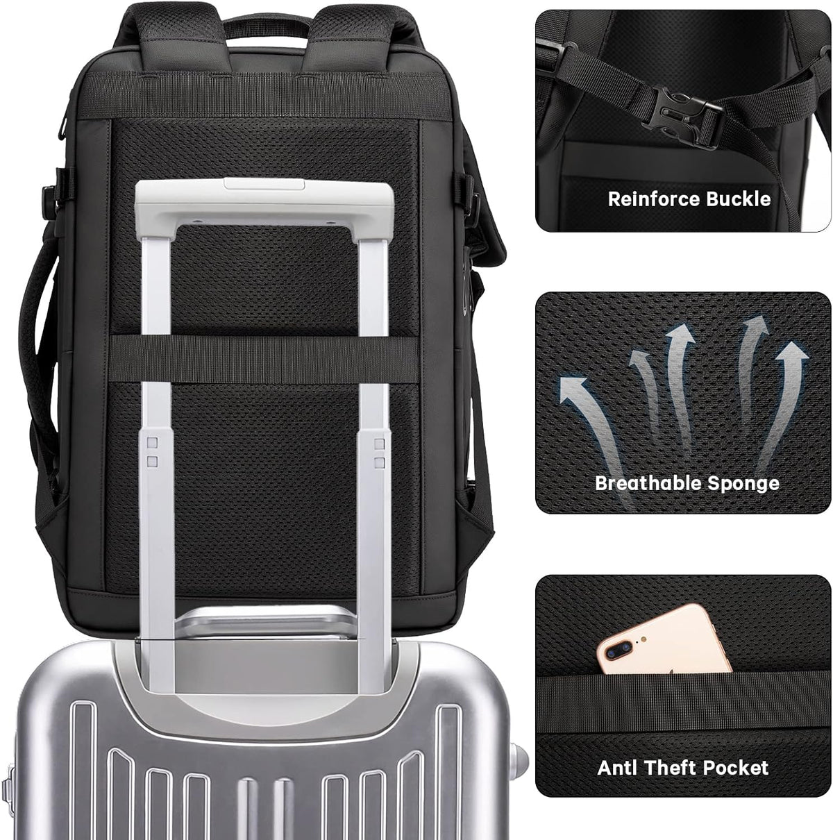 Convertible Carry-On Backpack with Laptop Compartment | Water-Resistant Travel Bag with Duffle Mode | Fits 17-Inch Laptop | Security Pocket