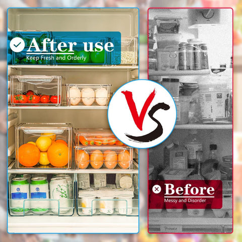 Fridge Organizer Set | Stackable BPA-Free Refrigerator Organizer Bins for Efficient Food Storage