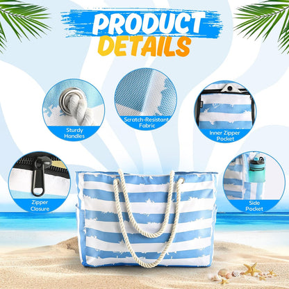 Évasion côtière | Grand sac de plage imperméable au design anti-sable | fourre-tout polyvalent pour les aventures familiales en plein air