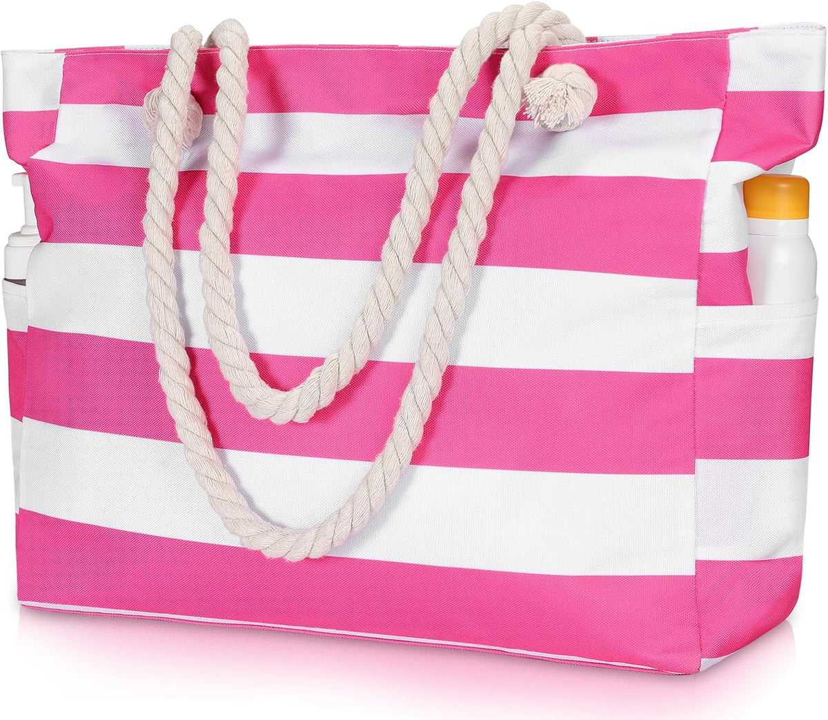 Oversized Zippered Tote with Sand-Resistant Lining for Pool Days & Travel | Water-Resistant Canvas Carryall