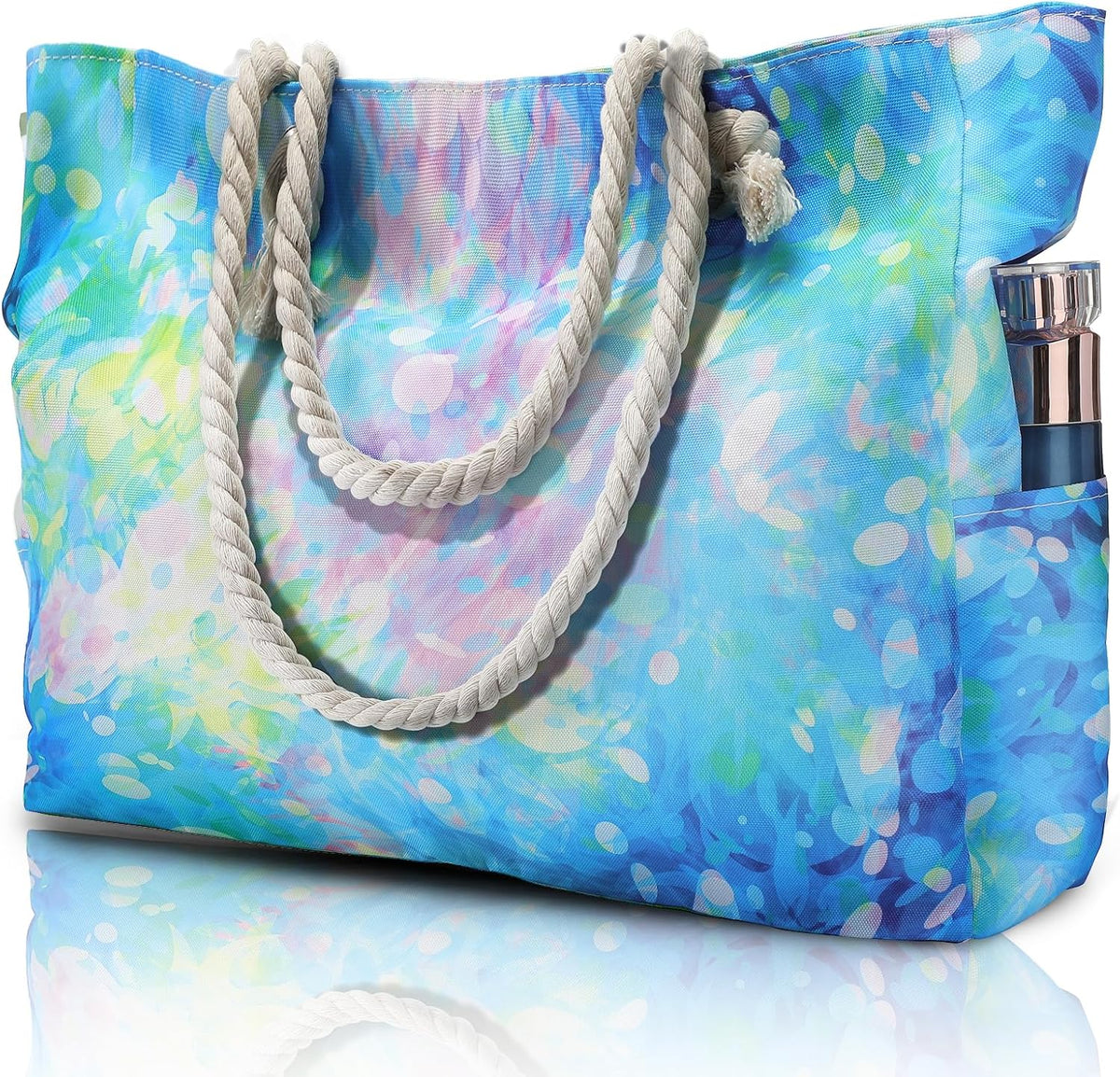 Oversized Zippered Tote with Sand-Resistant Lining for Pool Days & Travel | Water-Resistant Canvas Carryall