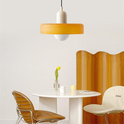 Handcrafted Art Glass Dome Pendant Light, Adjustable Modern Hanging Fixture for Dining Room Kitchen Island Living Room