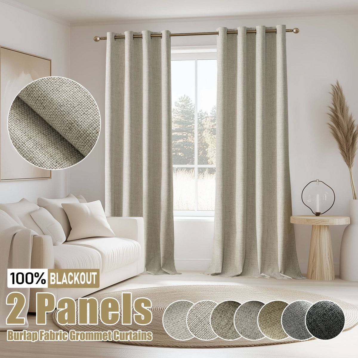 BURLAPLIVA – Blackout Textured Curtains for Elegant Living Rooms