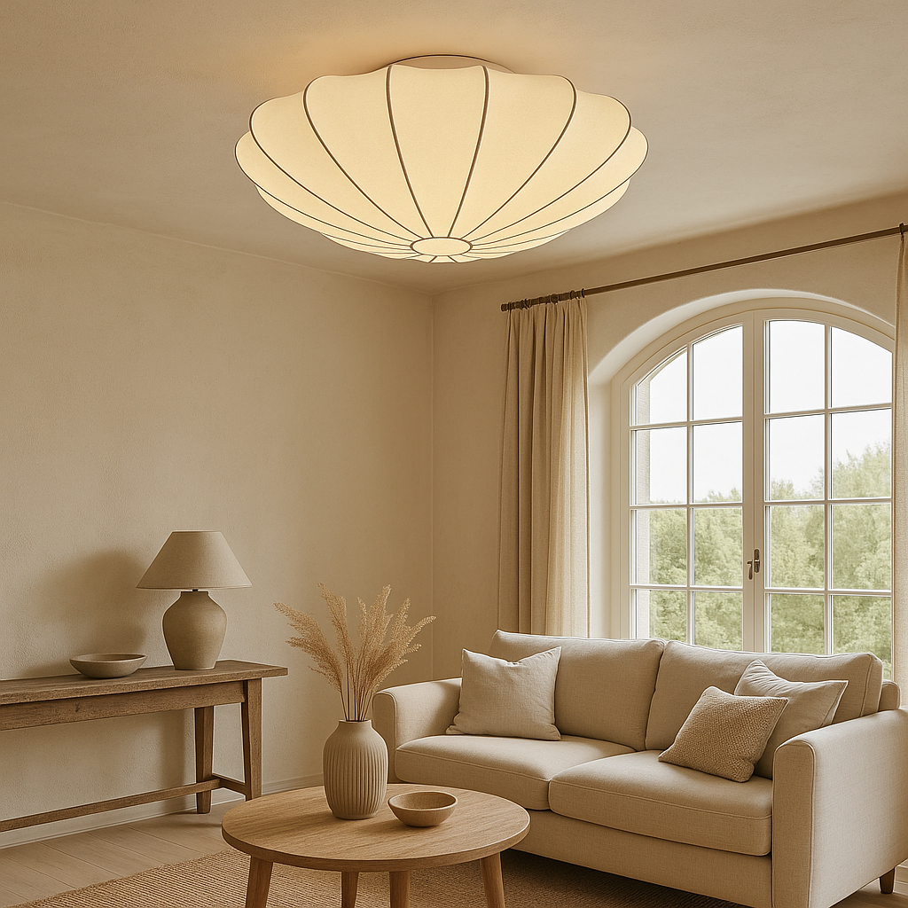 Suspension lumineuse avec abat-jour en fibre souple, diamètre 40-79 cm, éclairage d'ambiance 3000K pour chambres et salles à manger, plafonnier moderne