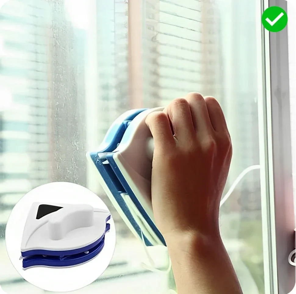 Double-Sided Window Cleaning Tool with Magnetic Lock for Inside & Outside Glass | High-Rise Safety | Streak-Free Wiper for Home & Office