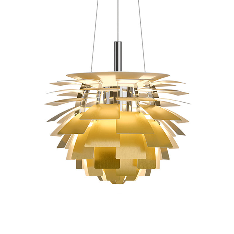 Sculptural Metal Shade Hanging Fixture 20 in Adjustable Height Overhead Lighting for Dining Room Kitchen Island Entryway Warm Glow Installat