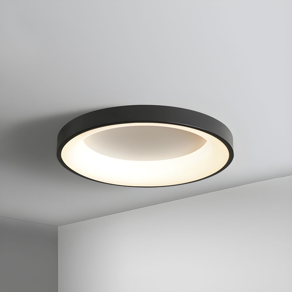 Round Flush Mount LED Fixture Iron Acrylic Low Profile for Bedroom Hallway Living Room Kitchen Dining Room Modern Minimalist Slim Design