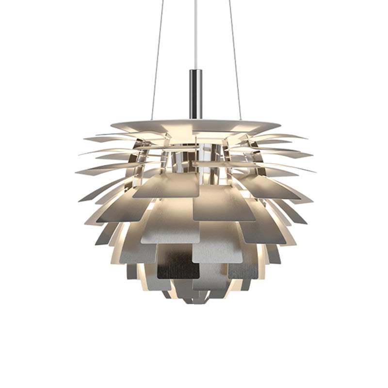 Sculptural Metal Shade Hanging Fixture 20 in Adjustable Height Overhead Lighting for Dining Room Kitchen Island Entryway Warm Glow Installat