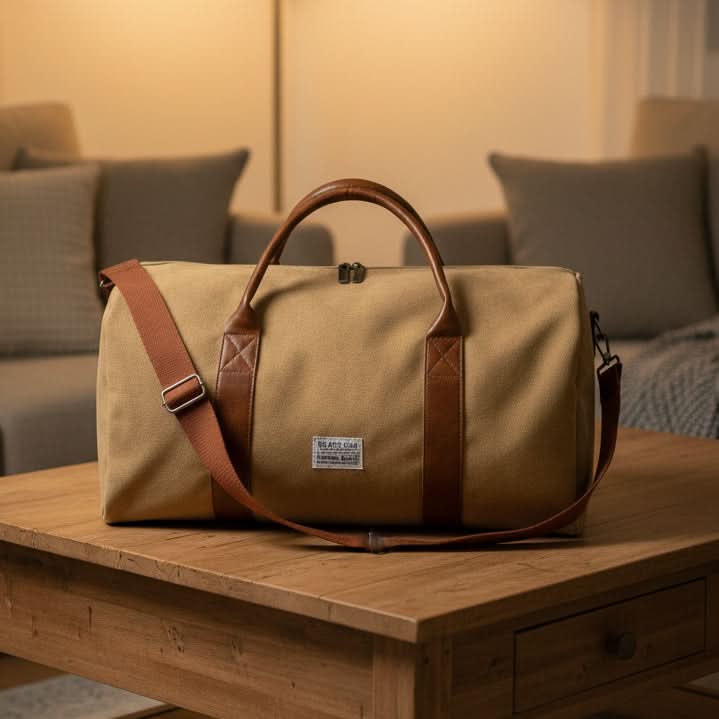 Canvas Overnight Duffel Bag with Multi-Compartment Storage for Travel & Gym