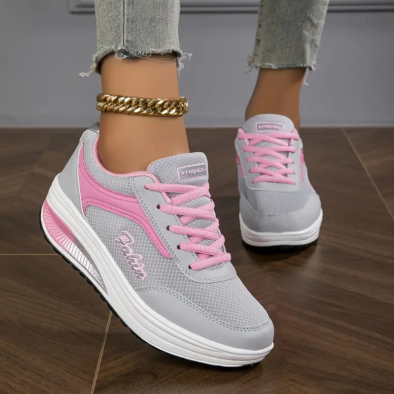 Women's Cushioned Walking Sneakers with Shock-Absorbing Sole – Breathable Mesh Athletic Shoes for All-Day Comfort & Support