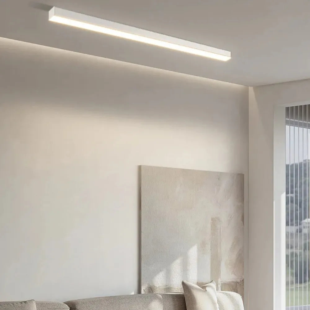 Linear LED Flush Mount Light 47-Inch Contemporary Aluminum Fixture Bedroom Hallway Kitchen Bar Overhead Lighting Slim Profile Low Profile Bl