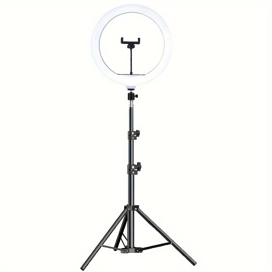 Circular Studio Light with Extendable Stand & Device Mount for Video Recording, Photography & Live Streaming