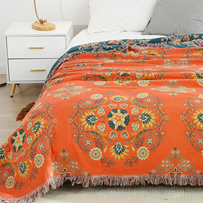 Reversible Cotton Quilt Lightweight Floral Bedspread for All Seasons Queen King Full Size Breathable Coverlet