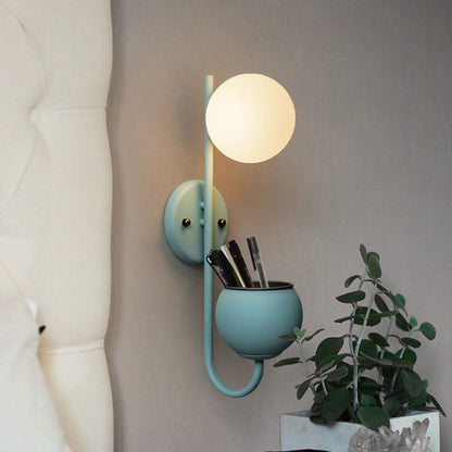 Glass Shade Sconce Light Iron 9 in Wide for Bedroom Bedside Reading Hallway Accent Hardwired Fixture Industrial Modern Minimalist Decor