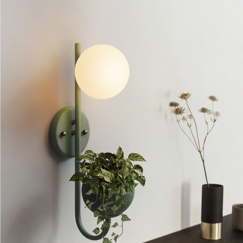 Glass Shade Sconce Light Iron 9 in Wide for Bedroom Bedside Reading Hallway Accent Hardwired Fixture Industrial Modern Minimalist Decor
