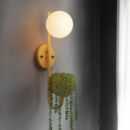 Glass Shade Sconce Light Iron 9 in Wide for Bedroom Bedside Reading Hallway Accent Hardwired Fixture Industrial Modern Minimalist Decor