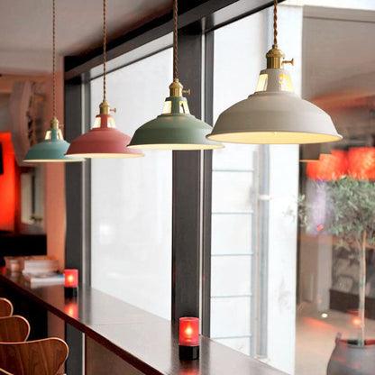 Hanging Dome Ceiling Fixture with Metal Shade for Kitchen Island & Dining Room – Hardwired Single-Bulb Farmhouse Design