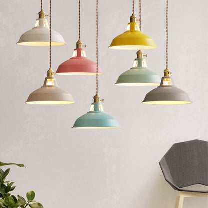 Metal Shade Hanging Lamp E26 Socket Adjustable Height Iron Fixture for Kitchen Island Dining Table Bar Counter Restaurant Café Living Room