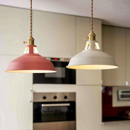 Metal Shade Hanging Lamp E26 Socket Adjustable Height Iron Fixture for Kitchen Island Dining Table Bar Counter Restaurant Café Living Room