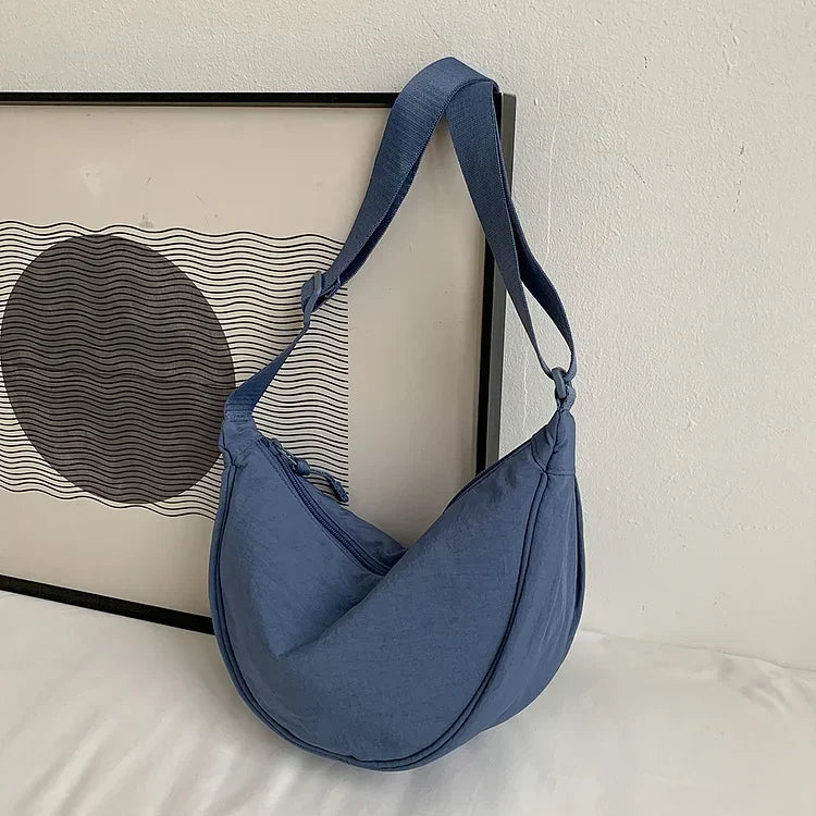 Pleated Hobo Crossbody Bag for Women – Lightweight Nylon Shoulder Purse with Ruched Design for Everyday Carry & Travel