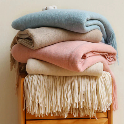 Cora Tassel Blanket - Chunky Knit Acrylic, Multi-Use