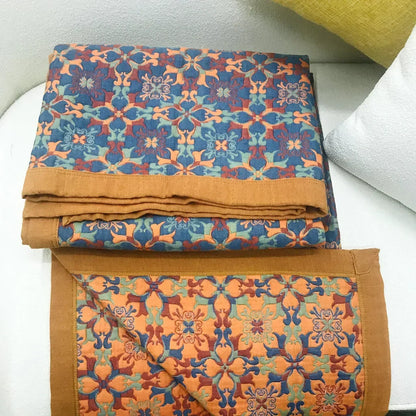 Couette en coton six épaisseurs à motif bleu – Couverture respirante pour un confort toute l'année