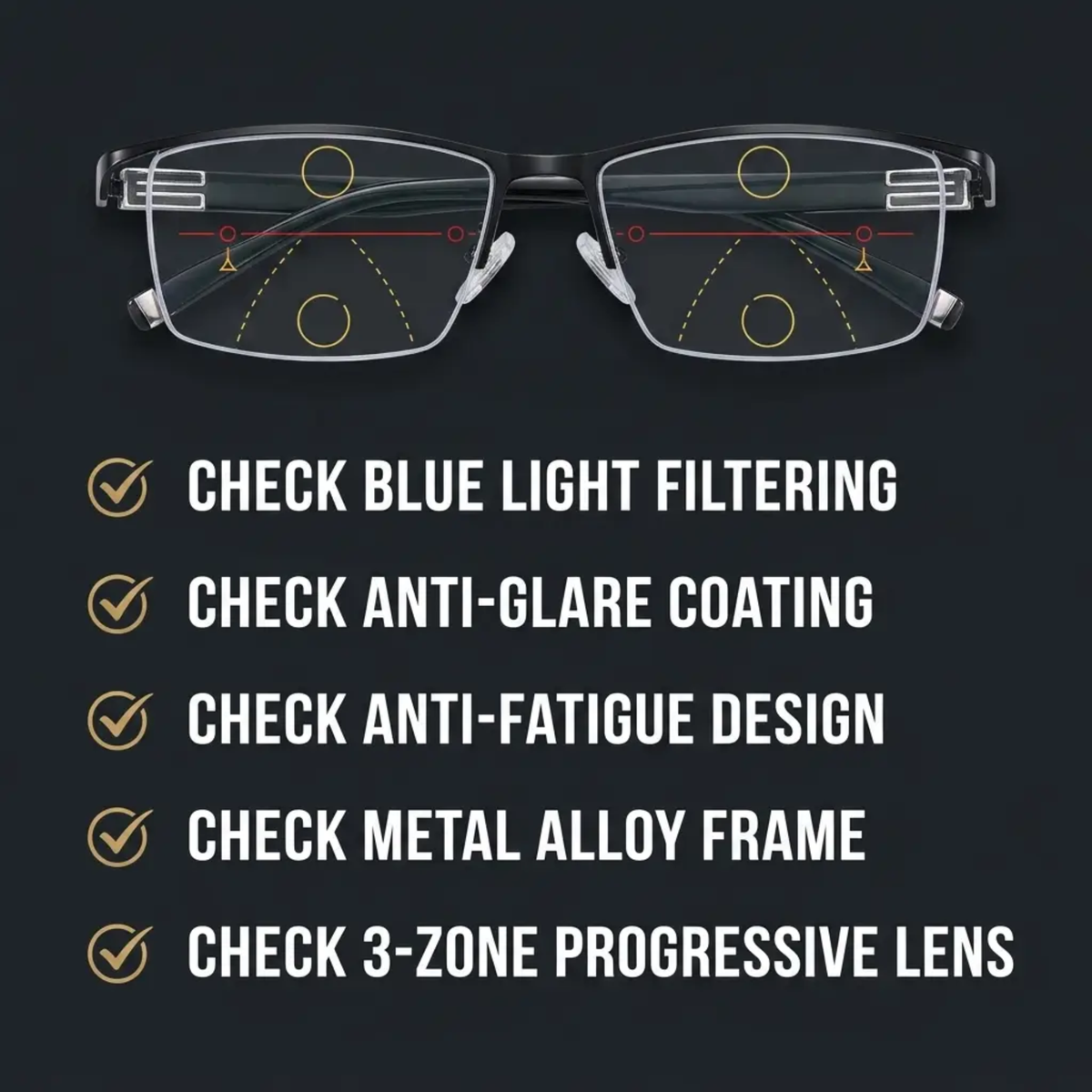 Multifocal Reading Glasses with Blue-Light Filter & Anti-Glare Coating for Reading, Screens & Distance Vision