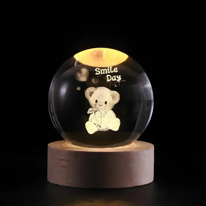 Cosmic Crystal Ball Night Light with LED Color Display | 25 Space Designs | USB Powered Galaxy Sphere Lamp for Bedroom, Living Room & Gift