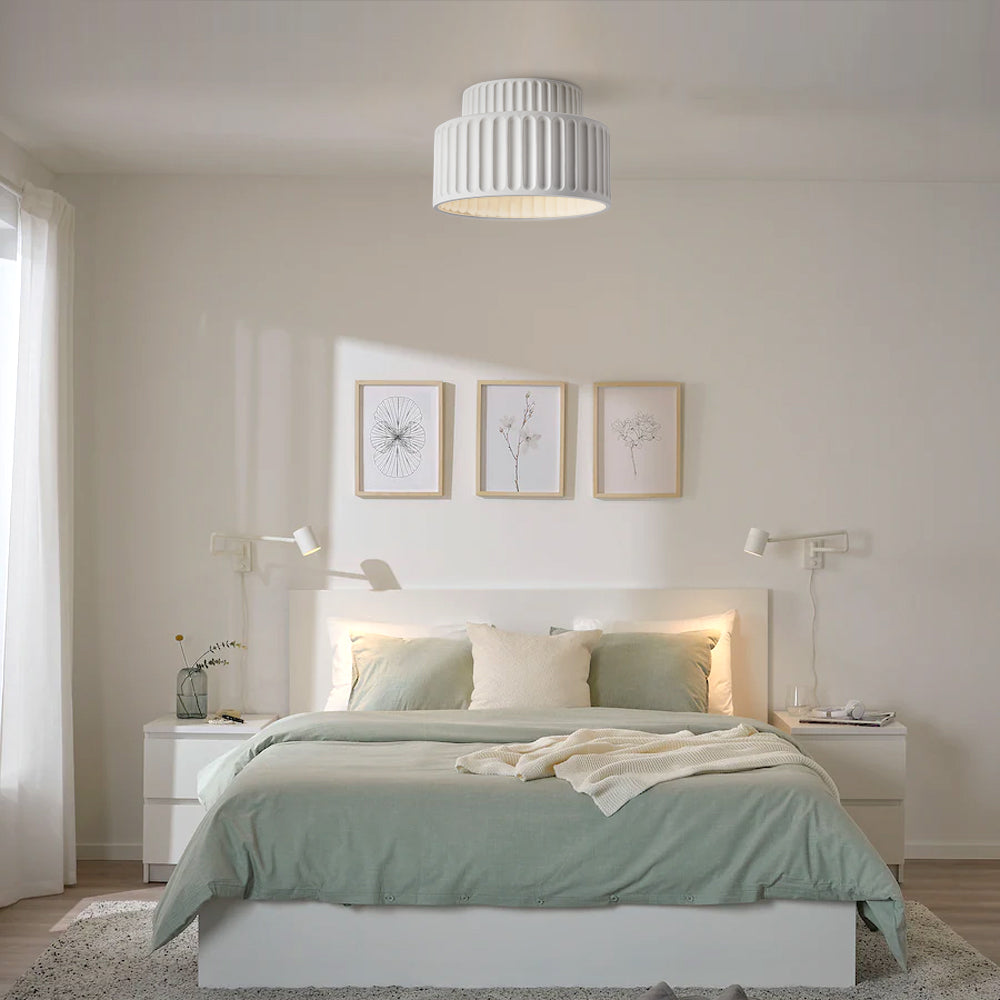 Plafonnier encastré en résine, douille E27, abat-jour texturé blanc pour cuisine, chambre, couloir, style moderne, minimaliste et scandinave à profil bas