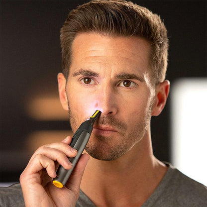Precision Hair Trimmer with LED Light & Ultra-Thin Titanium Blades for Nose Ear Eyebrow Detailing