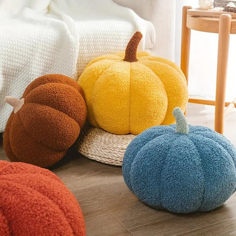 Pavo Plush Cushion - Pumpkin Shape, Soft Fabric