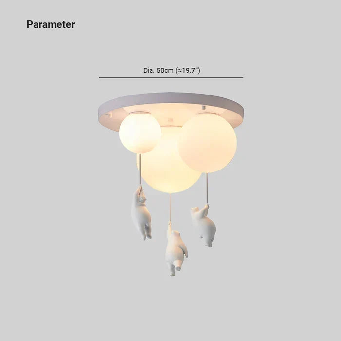 Kids Ceiling Light Nursery Bear Balloon Pendant LED Lamp Bedroom Playroom Decor Warm White Glow Animal Theme Hanging Fixture