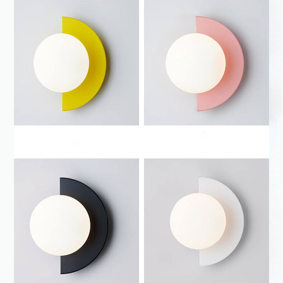 Half-Moon Glass Wall Sconce with Colorful PVC Globe for Living Room & Bedroom | Modern Indoor Accent Lighting Fixture