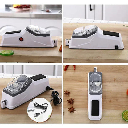 Automated Blade Sharpening Tool for Kitchen Knives, Two-Stage Honing System, Quick Edge Restoration for Chef & Utility Cutlery