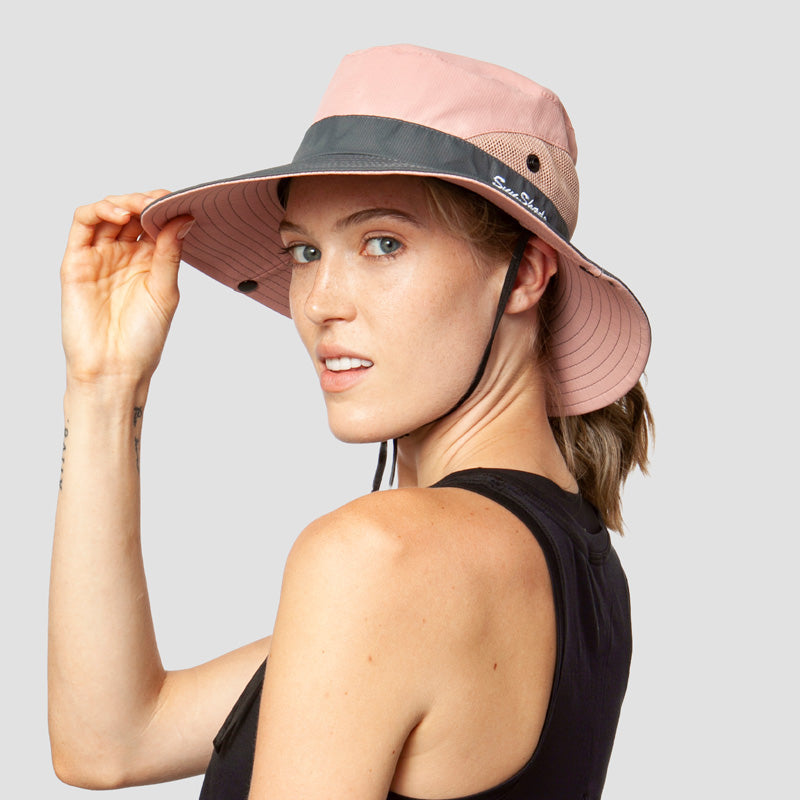Foldable Wide Brim Sun Hat with UPF 50+ Protection & Ponytail Opening for Women