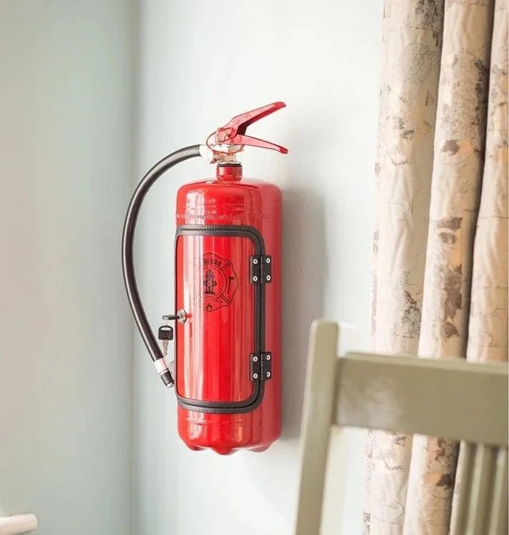 Disguised Fire Extinguisher Liquor Cabinet for Man Cave & Home Bar | Hidden Bottle Storage Container with Accessories