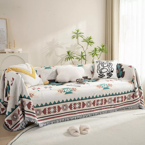 Housse de canapé Felicity - Mélange coton-microfibre, style bohème